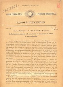 Paul Perret, “Perfectionnements apportés à la construction de mouvements de montres de toutes dimensions,” Swiss Patent No. 1, November 14, 1888.